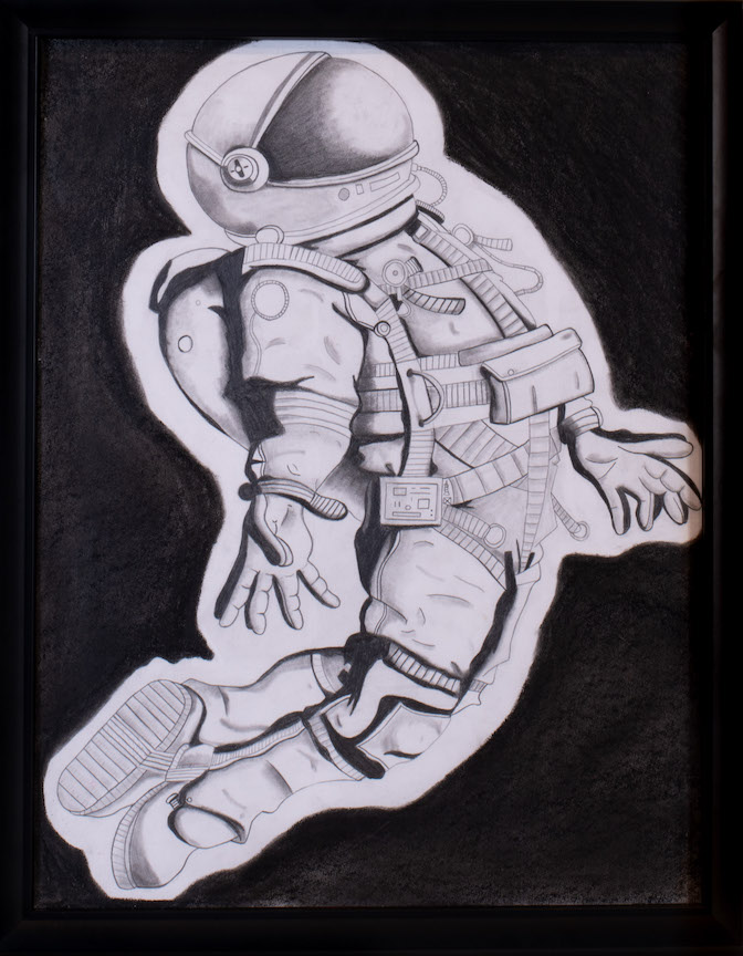 astronaut against black background