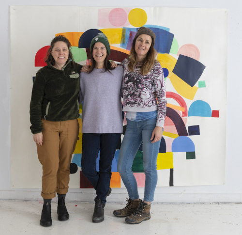 Portrait of Paper Giants artists Ky Anderson, Meg Lipke, and Vicki Sher.