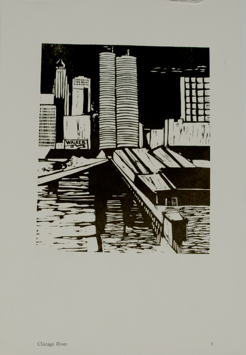 Bronislaw Bak, Cityscape, Chicago, printmaking, grayscale