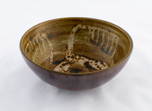 Brown drip-styled glazed bowl