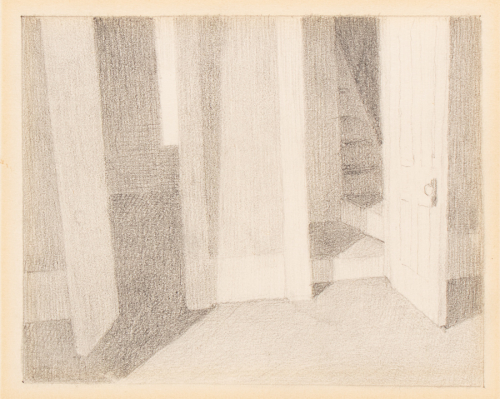 Pencil drawing of two doorways