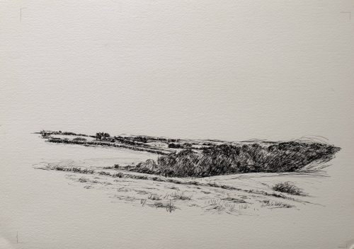 A loose sketch of a hilly landscape. 