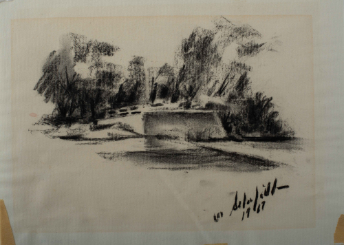 A loose sketch of a an outdoor landscape. 