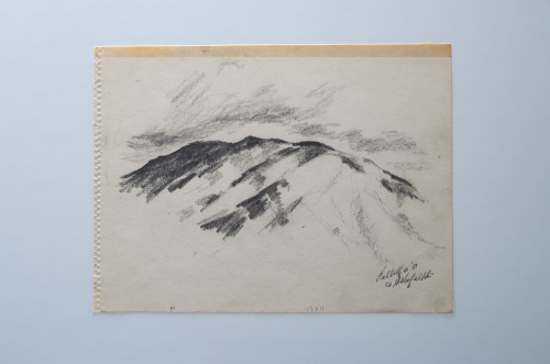 A loose sketch of a mountain landscape. 