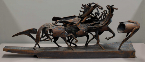 Abstract work of several galloping horses