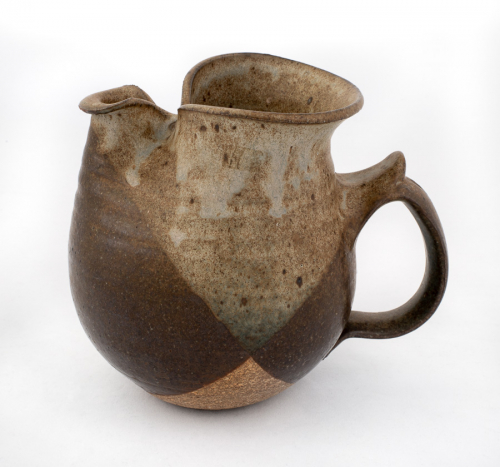 Sand, brown and gray pitcher, with large diamond designs