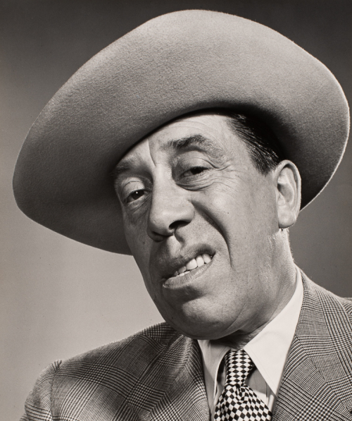 Head-shot of man in cowboy hat, plaid jacket, and checkered tie. His head is tilted towards the left