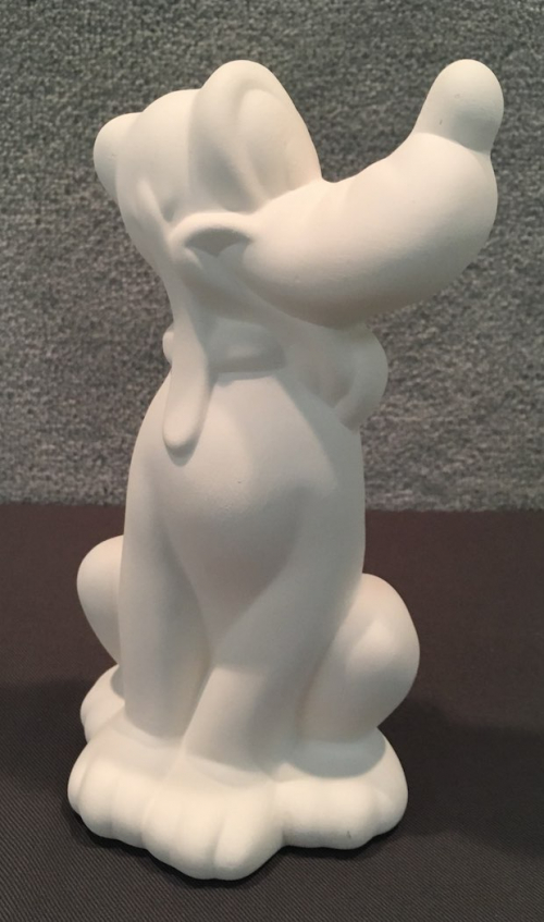 White sculpture of the cartoon character Pluto