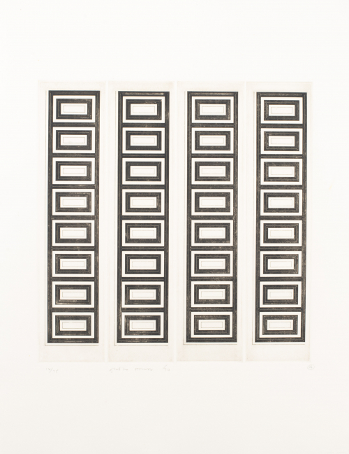 Four separate columns arranged vertically in black lines with eight lines in each, breaking the columns into rectangle boxes.