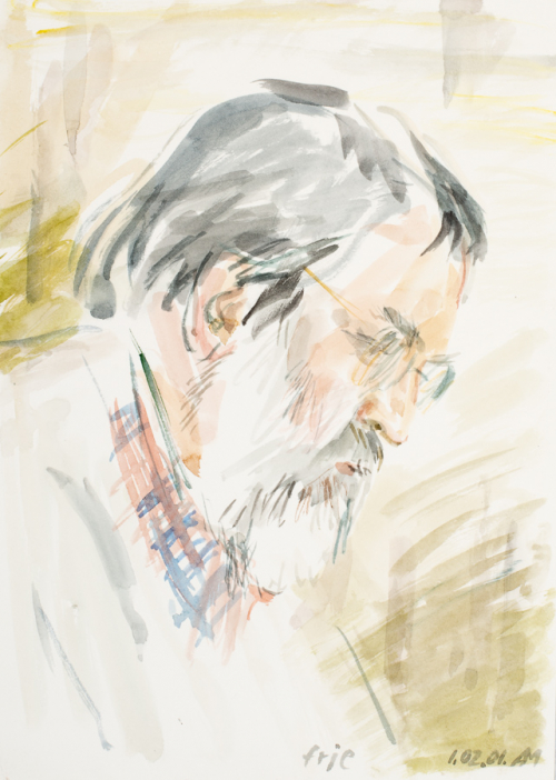 Sketchy profile portrait of UNI Professor frje echeverria