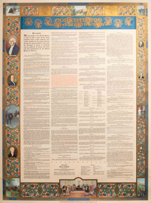 Reproduction of Leoni's Illuminated Constitution, on display at the Library of Congress