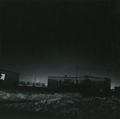 Dark photograph of a trailer park