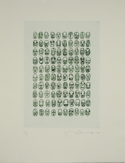 faces, printmaking, grid, Tom Phillips