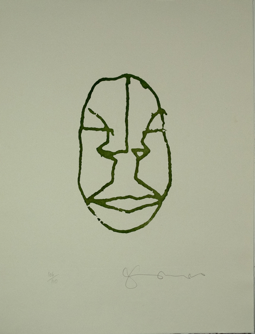 Phillips, Abstract, head, green ink, printmaking