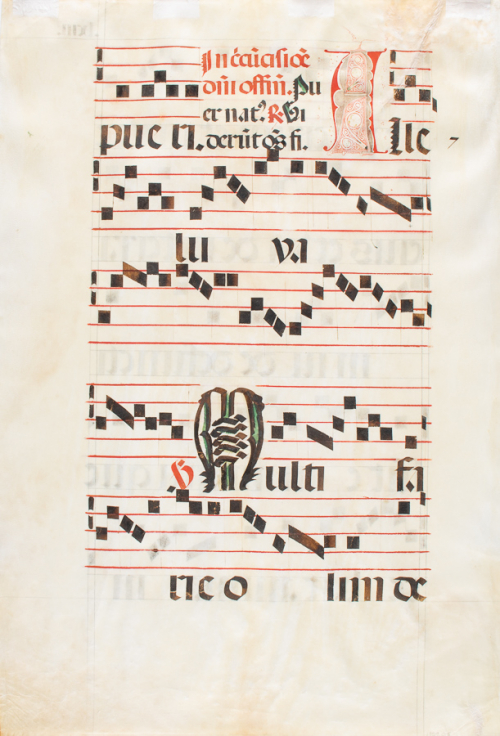 Gregorian chant page with black and red notation