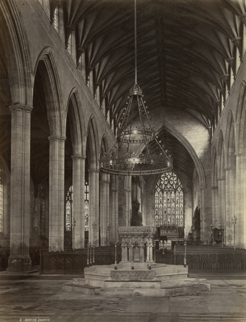 Interior of church; title from lower left